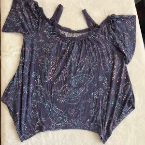 Mudd Paisley print open shoulder swing top